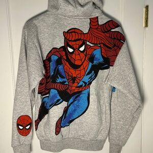 Marvel Spiderman full zip hoodie unisex Medium | spidey hits on sleeves